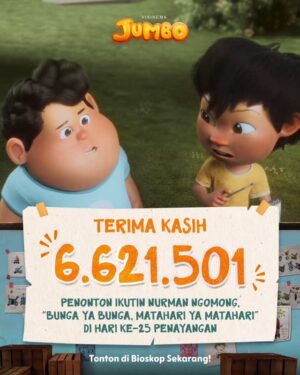 Graciella Abigail Instagram - 6.621.501 orang udah ketawa karena tingkah Nurman yang kekeuh soal bunga matahari! 🌻😆

Rasanya makin bahagia deh karena setiap hari, semakin banyak yang ikut jatuh cinta sama kisah Nurman, Don, Mae, Meri, dan Atta.

Ada yang belajar mendengarkan kayak Don, belajar minta maaf kayak Atta, dan makin banyak juga yang ketawa liat tingkah Geng JUMBO yang kocak tapi hangat! 🤗

Buat kamu yang belum lihat langsung gambar bunga kuning dengan tengah cokelat ala Nurman di bioskop, yuk nonton Film JUMBO sekarang! Tiketnya bisa dibeli di bit.ly/nontonjumbo 🎟️

#JumboUntukSemua #JUMBO #JumboFilm #FilmJumbo #VisinemaStudios #FilmAnimasi #FilmIndonesia