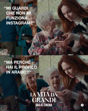 Greta Scarano Instagram - Certe nonne sui social possono essere un pericolo pubblico 😂
#LaVitaDaGrandi - Un film che vi renderà felici, esordio alla regia di Greta Scarano, con protagonisti Matilda De Angelis, Yuri Tuci, e con Maria Amelia Monti, Paolo Hendel, Adriano Pantaleo. ORA AL CINEMA.
Ispirato alla vera storia dei fratelli Tercon raccontata nel libro "Mia sorella mi rompe le balle. Una storia di autismo normale" di Damiano e Margherita Tercon, edito da Mondadori.

@gretascarano @matildadeangelis @yuri_tuci_official @mariameliamonti @paolohendel @adrianopantaleo_official @margherita.tercon @christianginepro @alessandro_cantalini @tomkarumathy @lorenzogioielli
@groenlandia_film @halong_film @rai_cinema @netflixit
