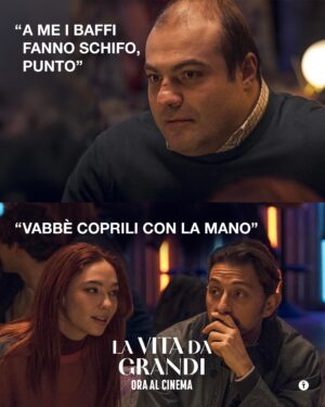 Greta Scarano Instagram - I gusti son gusti! 😂 (Ogni riferimento a baffi o persone è puramente casuale).
#LaVitaDaGrandi - Un film che vi renderà felici, esordio alla regia di Greta Scarano, con protagonisti Matilda De Angelis, Yuri Tuci, e con Maria Amelia Monti, Paolo Hendel, Adriano Pantaleo. ORA AL CINEMA.
Ispirato alla vera storia dei fratelli Tercon raccontata nel libro "Mia sorella mi rompe le balle. Una storia di autismo normale" di Damiano e Margherita Tercon, edito da Mondadori.

@gretascarano @matildadeangelis @yuri_tuci_official @mariameliamonti @paolohendel @adrianopantaleo_official @margherita.tercon @christianginepro @alessandro_cantalini @tomkarumathy @lorenzogioielli
@groenlandia_film @halong_film @rai_cinema @netflixit