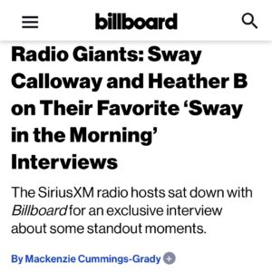 Heather B. Instagram - Thank you @billboard for the incredible feature!

@thehappyhourwhb and I talked about our move to LA, our most memorable and challenging interviews & much more

Check out the full interview at billboard.com

#swayinthemorning #swaysuniverse #billboard  #radio