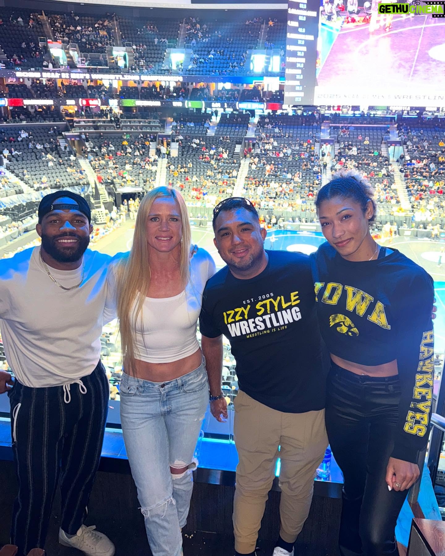 Holly Holm - 48.7K Likes - This was my first year attending the NCAA championships and the atmosphere was really something special. Always a blessed time with @izzystylewrestling @realvvoods @kennedyblades and I’m honored to meet some legends of the sport. An experience I’ll remember forever. ❤️ I loved seeing our president show up to support these athletes and their hard work. 👊