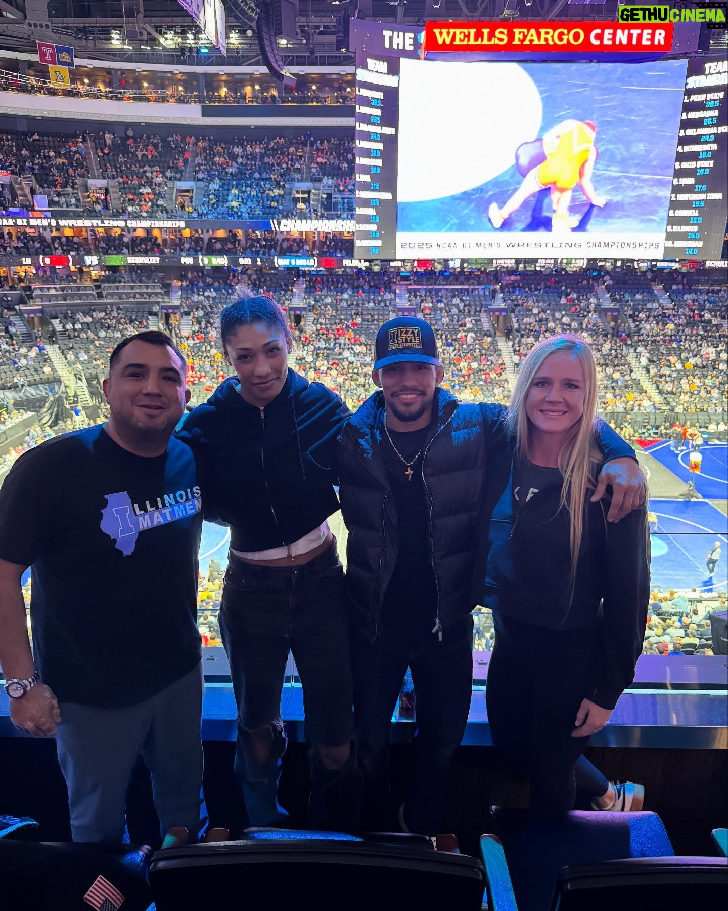 Holly Holm - 48.7K Likes - This was my first year attending the NCAA championships and the atmosphere was really something special. Always a blessed time with @izzystylewrestling @realvvoods @kennedyblades and I’m honored to meet some legends of the sport. An experience I’ll remember forever. ❤️ I loved seeing our president show up to support these athletes and their hard work. 👊