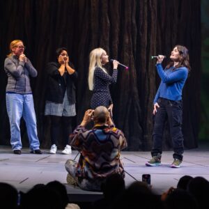 Idina Menzel Instagram - @kchenoweth Thanks, friend. I’ll never get through that song without crying. You have truly changed me for good.

Thank you for supporting @redwoodmusical and lighting up our stage with your brilliance, your humanity, inner and outer sparkle, and your insanely gorgeous diamond studded jumpsuit. I love you.

Photos by @rebeccajmichelson