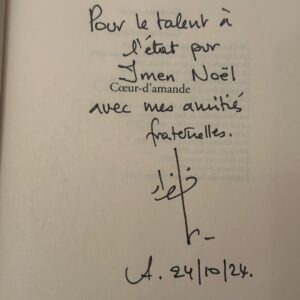 Imen Noel Instagram - Retrouver Yasmina Khadra à cette séance de dédicace, c’était un moment riche d’inspiration et d’encouragement, comme toujours. Je suis impatiente de découvrir son dernier ouvrage, qui m’attend déjà ! 
#LecturePassion #RencontreInspirante #yasminakhadra