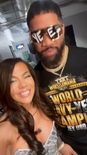 Jackie Redmond Instagram - He is him! You wanted to hear from your NEWWW World Heavyweight Champion - so here he is ! JEY USO is on cloud 9! 

#wwe #wrestlemania #jeyuso #wweraw