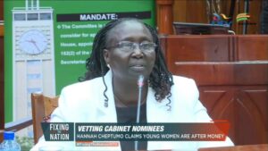 Janet Mbugua Instagram - Should Gender CS nominee Hanna Cheptumo get the job? 
#FixingTheNationNTV hosts say NO.