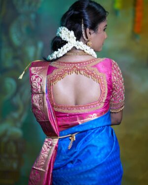 Jasmine Parveen Instagram - Kanima😉✨
.
.
.
Mua: @kanchans_carving 
Blouse: @reshmi_boutique_ 
Jewels: @gold_copy1486 
Place: @illusion_studios_ 
Pc: @gokul_krishnan_1010