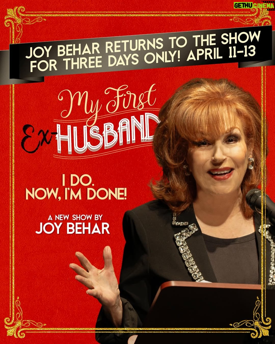 Joy Behar - 1.3K Likes - By popular demand— Joy Behar returns for THREE SHOWS ONLY!