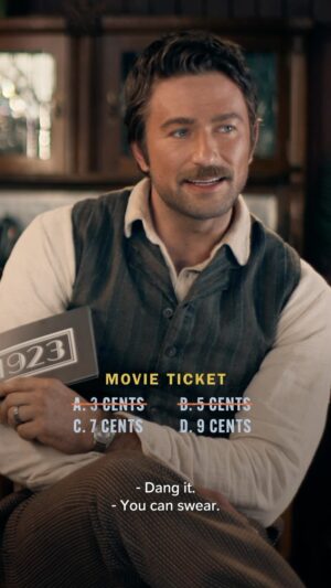 Julia Schlaepfer Instagram - Dying to know how much a dozen eggs used to be? Our very own @brandonsklenar and @juliaschlaepfer have you covered. #1923TV #ParamountPlus