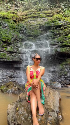 Juliet Ibrahim Instagram - Somewhere in Ghana #waterfalls 
-
Outfit @shopsugarkoated 
Tour @safarivalley