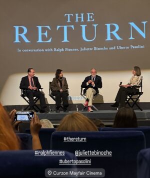 Juliette Binoche Instagram - LONDON. The Cinema Curzon. 
The film « The Return » from the Odyssey… directed by Uberto Pasolini with Ralph Fiennes and the best actors ever is coming out TODAY ! And Angela Molina ! 
Last night was the London Premiere. 
Thank you Loewe, Jonathan Huguet, Céline Planchenault, Luke Hersheson, Lucy Tucker.
Distrib. modernfilms