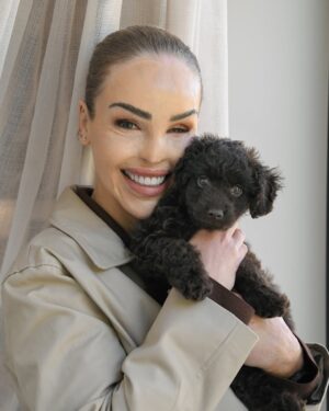 Katie Piper Instagram - We have expanded our family… Introducing Sugar 🐶The girls have wanted a brother or sister for so long and we wanted to make this happen. Our gorgeous girl came from @battersea Dogs & Cats Home and we are so happy to make our home, her new home. Big shout out to the amazing team @battersea for all the incredible work they do rescuing dogs and cats everyday. Now apologies in advance for all the puppy spam that is about to follow over the next few months 🐕