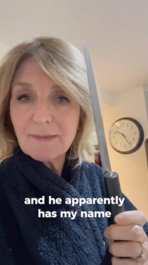 Kaye Adams Instagram - First weekend back after Japan and jet lag is just about wearing off — but I had to show you this. Ian gave me a thank-you present when we got back… and honestly, I don’t know whether to laugh, cry or run. It’s a very beautiful (and very sharp) Japanese knife, apparently engraved with my name in Japanese. Which is… thoughtful? Terrifying?

Anyway, it got me thinking — what’s the weirdest or most unexpected gift you’ve ever received?

Drop a comment or email us at podcast@htb60.com — and yes, photos very welcome.