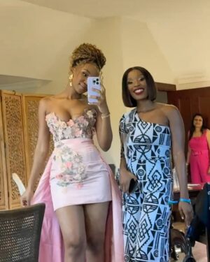 Khosi Ngema Instagram - My heart is full💗

Can’t wait for you to see the movie we made!🤭

Dress: @treasurecindi 
Styled by: @leroy_koopman 
Makeup: @diva_cadach