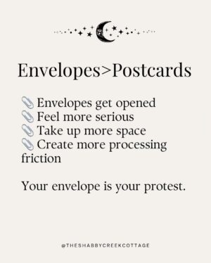 Kristin Bauer Instagram - All ya gotta do is mail something! This is HUGE!!! 
We all want to know what we can do, just write a postcard or a letter! 
I’m using the postcards from @signsofjustice (see posts in my feed).

This is just not the time to do nothing. 🙏💓🙌

RP @theshabbycreekcottage 

Project Mail Storm is officially rolling.

We’re flooding the system with handwritten letters - day after day, generation by generation. 

Not to yell, not to beg… just to apply peaceful, relentless pressure in the one place they can’t ignore: the mailroom.

You don’t have to be an expert. You don’t need the perfect words.

You just need a stamp, an envelope, and the courage to keep showing up.

📬 Write once a week. Or every damn day. 💌 Send it in a sparkly envelope or on the back of your junk mail. 🌀 Just keep mailing.

Because together? We are the storm.