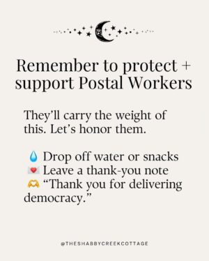 Kristin Bauer Instagram - All ya gotta do is mail something! This is HUGE!!! 
We all want to know what we can do, just write a postcard or a letter! 
I’m using the postcards from @signsofjustice (see posts in my feed).

This is just not the time to do nothing. 🙏💓🙌

RP @theshabbycreekcottage 

Project Mail Storm is officially rolling.

We’re flooding the system with handwritten letters - day after day, generation by generation. 

Not to yell, not to beg… just to apply peaceful, relentless pressure in the one place they can’t ignore: the mailroom.

You don’t have to be an expert. You don’t need the perfect words.

You just need a stamp, an envelope, and the courage to keep showing up.

📬 Write once a week. Or every damn day. 💌 Send it in a sparkly envelope or on the back of your junk mail. 🌀 Just keep mailing.

Because together? We are the storm.