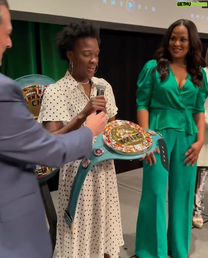 Laila Ali - 4.2K Likes - TIARA BROWN JUST GOT HER WBC BELT FROM LAILA ALI & President Mauricio Sulaiman 🥹🏆🔥 @tiara.anointed @thereallailaali @wbcboxing @wbcmoro