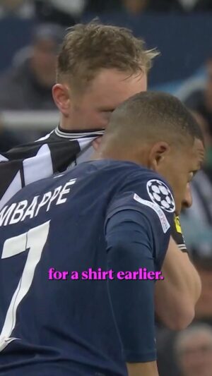Laura Woods Instagram - Sorry Sean Longstaff, looks like Kieran Trippier’s kid won the battle to get Kylian Mbappe’s shirt 😂😂😂
