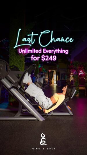 Malika Instagram - ‼️This is your FINAL CHANCE to join One Mind and Body gym‼️

- GYM
- UNLIMITED PILATES
- UNLIMITED CYCLING
- THE ONE SYSTEM
- THE ONE FLEX
- THE ONE YOGA
- THE ONE CORE
- THE ONE WAVE
- PERSONAL TRAINING*
- SKIN ANALYSIS
- INBODY-970 BODY COMPOSITION TEST
- ROLLSTAR LYMPHATIC DRAINAGE ROLLER
- INFRASTAR LYMPHATIC VACUUM BIKE
- CRYOSTAR ATLANTICA*
- CULD PLUNGE*
- KIDS CLUB
- CELUI SPA
- MONTHLY FACIALS*
- FACE PILATES*
- DRY SOUNA
- STEAM ROOM
- DAILY WELLNESS SHOTS
- ALKALINE FLOWATER SYSTEM
- PREMIUM COFFEE BEVERAGES
- FLOWATER FREE PREMIUM WATER
- MEAL PLANS
- VICHI SCRUB BED - COMING SOON*
- PILATES CERTIFICATION SCHOOL*

$249 - A MONTH

- NO CONTRACT
- NO INITIATION FEE

SIMPLE THE BEST GYM OFFER IN THE NATION💚