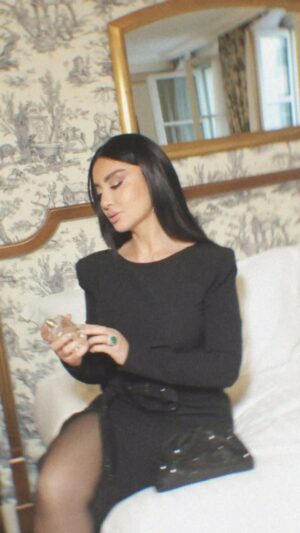 Mayssa Maghrebi Instagram - Getting ready for the charity Galla dinner of Mosaic a beautiful initiative that unifies humanity technology and arts, All funds raised benefit @unitarhq Peacekeeping Initiative @the.vine.impact.foundation

Dress by: @eli.thelabel 
Makeup: @ranim.alturki
Hair: @edgaretlouiseparis

#ElitheLabel #mayssamaghrebi