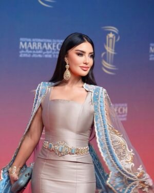 Mayssa Maghrebi Instagram - The Opening Day of the 21st Edition of the Marrakech International Film Festival 🇲🇦

Dress by @danaalmullaofficial 
Styled by @anas.yass 
Jewelery @negafa_dar_benjelloun 
MUA @makeupbyouarda 

#marrakechfilmfestival2024 #marrakechfilmfestival #morocco #mayssamaghrebi