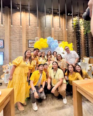 Meganne Young Instagram - Kilig si Bonez-tis! Had the sweetest baby shower put together by my @meganbeautyph family 🥹💛 talked about skincare, prepping for the baby and of course we also had yummy food 😍 there were even two surprise pregnancy announcements from our attendees 🫶🏻 thank you Ms Marge and Sir Lance and the whole team for all the love and prayers!! 🌻