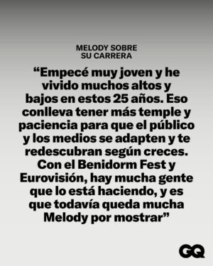 Melody Ruiz Instagram - Melody es el momento. Luego te paras a pensar y te das cuenta de que Melodía Ruiz Gutiérrez —su nombre real— lleva 25 años subida al escenario sin descanso. “Nunca he tenido el pensamiento de dedicarme a otra cosa, aunque hay veces que luchar tanto para que esto llegue es agotador”, reflexiona acerca de las idas y venidas en la industria musical. La entrevista al completo de #GQHype, ya en el link en bio.

Texto: @javiergirela
Fotografía: @jesusleonardodotcom
Realización: @fervallespin
Estilismo: @jlcrazy
Maquillaje y Peluquería: @vicenteoviedobeauty
Talent manager: @loretoquintanillacasas
Producción: @isanchezgomez
Arte: @elenacgut y @fantasy_and_co
Asistentes de fotografía: @gonzagallego y @silviadelarosa
Asistentes de estilismo: @zulmaris y @alejandra.tiff
Dirección de moda: @joanadelafuente
Head of Content: @mrdanielborras

#Melody