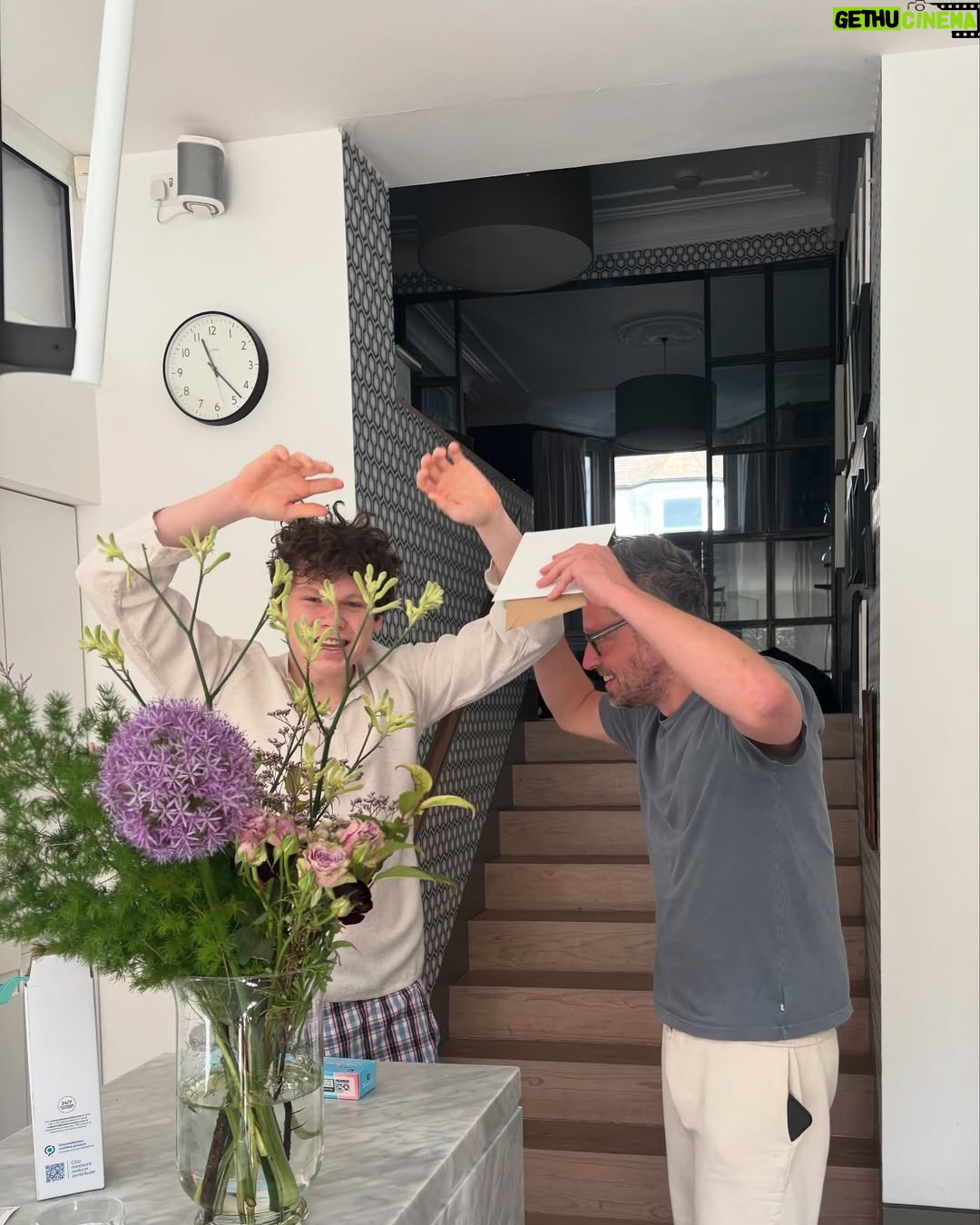 Minnie Driver - 21.5K Likes - To those that made me a mother ( Henry) and those that celebrate the fact that I am one ( Henry Addison) I salute you with all the L♥️O♥️V♥️E and even though I’m working today, Sunday ( 😱) you made yesterday the greatest day with cakes and flowers and cards and best of all : laying around with the dog, chatting. #mothersday #mother #love