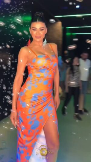 Nadine Rassi Instagram - 🧡💙🧡💙
Styled by: @_zakissa 
Makeup by: @makeupby_elias 
Hair by: @sameraboalhosen 
Dress by: @thaliaboutique.lb 
Accessories: @ga.byandrea 
Special thanks to my dr @dr.michelhelou 
Thank you @paparazzibeirut @noarooftop