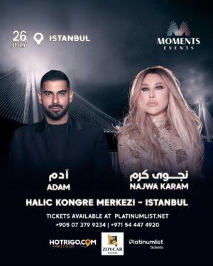 Najwa Karam Instagram - شمس الأغنية اللبنانية والعربية نجوى كرم، والنجم آدم، يحييان حفلاً استثنائياً في قلب إسطنبول – تركيا، بتاريخ 26 يوليو.
ليلة من العمر بانتظاركم ✨

🎟️ تباع التذاكر عبر موقع platinumlist.net