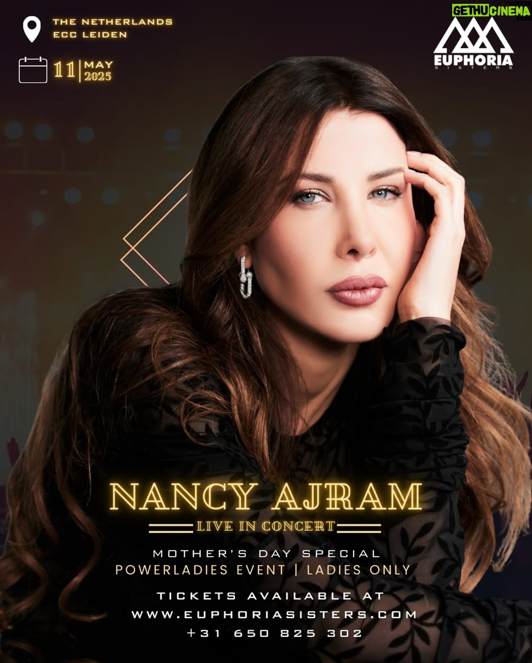 Nancy Ajram - 3 Likes - Netherlands!! I Can’t wait to see you and celebrate with all the amazing ladies.💁♀️
Let’s make it unforgettable! ❤️🥰