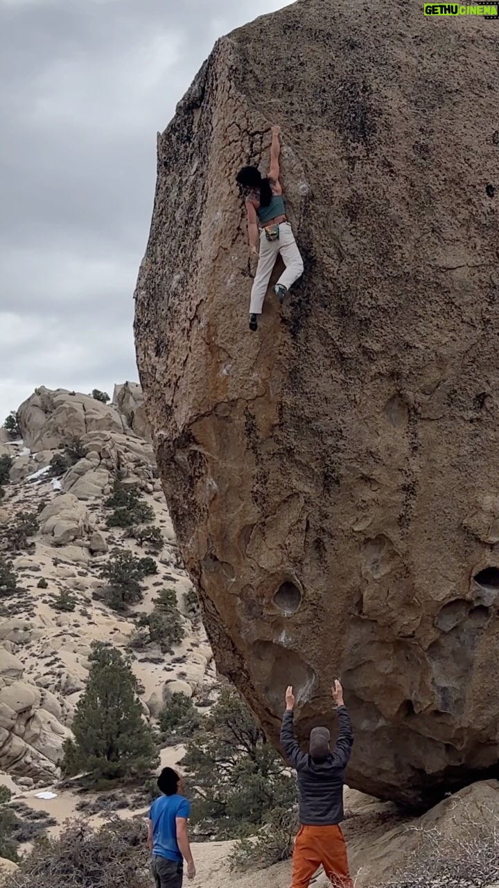 Nina Williams - 9.2K Likes - First Ascent of EVA - Every Vocal Animal (V9) 🐺 in the Buttermilks. Quin showed me this massive boulder last May, I roped in @andyliu84, and we got to work bringing some lines to life.
EVA has three distinct cruxes: some burly opening moves, a committing wide-shoulder reach at the midpoint, and an equally committing stand into a small undercling 3/4 of the way up. The bottom is steep, a nice change from Bishop’s technical fare, but the upper shield is that classic bullet Bishop stone (think Checkerboard or Maze of Death).
This climb has all my favorite things - jugs, crimps, heel hooks, a kneebar. Places to rest & cruxes that demand full commitment - physical and mental certainty. Good stone and great views. Oh and it’s tall 😉
The weeks spent scoping, cleaning, brushing, and climbing on EVA with Quin & Andy have been a top highlight of the season. Grateful for the support and friendships that made this line a reality 🥲 Go team!
Shoutout to my nine @organicclimbing pads, my white @thenorthface_climb pants, and the GOAT @scarpana Instincts. Some rad shots from @ericbissell incoming soon!
If you’d like to check this boulder out, shoot me a DM and I’ll send a pin 📍 Andy also put up a variation that cuts left after the shoulder move; Every Vocal Animal Left/Liu. Peep his YT.
#climbing #bouldering #highballbouldering #bishopbouldering #buttermilks