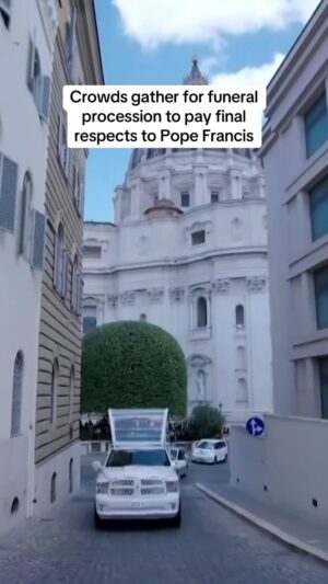 Norah O'Donnell Instagram - Pope Francis is taken to his final resting place in the popemobile, giving people on the procession route a chance to pay their final respects. People were heard saying "grazie" – thank you – as the late pontiff is being driven through Rome.

250,000 people attended the funeral inside St. Peter's Square and hundreds of thousands came to St. Peter's Basilica as he lied in state.