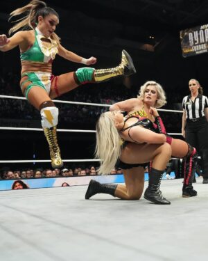 Olivia Kippen Instagram - #AEW Women’s Champ @ToniStorm_ & @ThunderRosa22 combine forces vs @theMeganBayne & @The_PenelopeFord! | 3/26/25, #AEWDynamite

Watch #AEWDynamite on-demand on @SportsOnMax