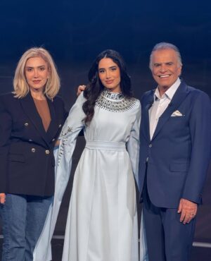 Omaima Jawad Al Shukrchi Instagram - Dress @mahtab_iq 
Makeup @makeupbyghaith 
Styled by @elimchantaf  @mbciraqtv 
#اربح_الملايين