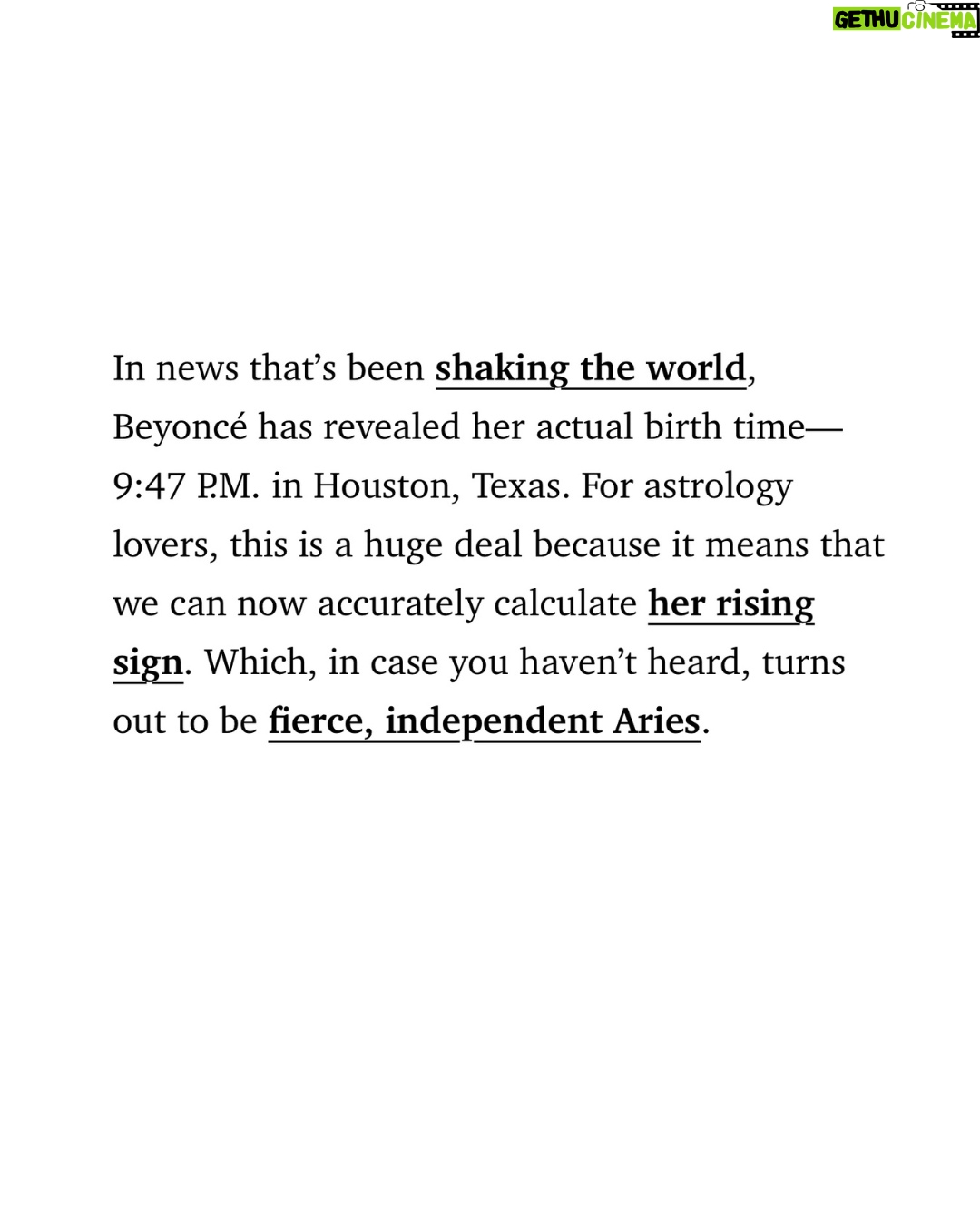 Ophira Edut - 1.2K Likes - ✅ Beyoncé's Big 3 is now : Virgo ♍️ Sun ☀️ Scorpio ♏️ Moon 🌙 ARIES ♈️ RISING 📈! Read the full post at the link in bio on @elleusa