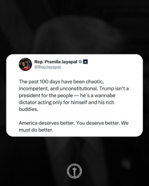 Pramila Jayapal Instagram - Trump’s first 100 days have been a nightmare. We can and must do better.