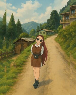 Pratyusha Paul Instagram - Just couldn’t resist💓 reminds me of my childhood days, how i would imagine my life in an animated film. ☁️
of course AI could never replace art it can only replicate, but these pictures were too cute to not post 🤷🏻‍♀️ 
Thank you so much @subhasreeghosal.18 totally loved the pictures, and @ishika.pd too for the second last one ❤️
.
#ghibli #explore #foryou