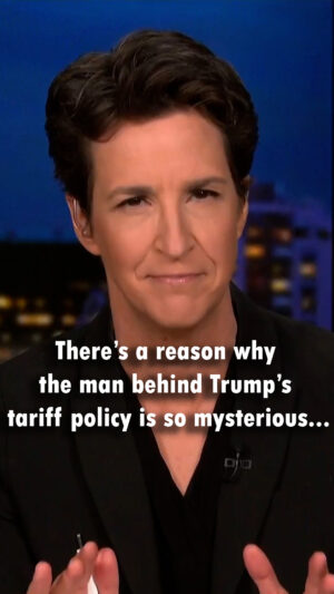 Rachel Maddow Instagram - The ridiculous real story behind the tariff plan that turned Donald Trump into a global disaster - Rachel Maddow reminds viewers about the imaginary man, invented by Trump advisor Peter Navarro, who was used to justify the tariff policy that has turned Donald Trump into a one-man global disaster.

Watch clips of the Rachel Maddow Show at MSNBC.com/Rachel