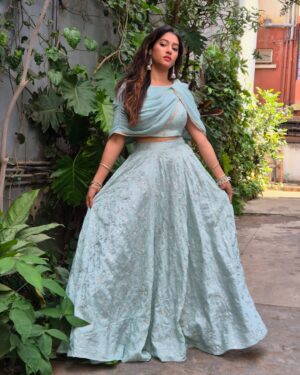 Ramola Instagram - 👗 thank you @the_glamhouse_designer_studio  for this beautiful outfit! 🫰🏻

.

.
#actressramola #bb2 #zeekannadaactress #kannadaheroines #seablueoutfit #theglamhouse_studio #designerwear #bharjaribachelorsseason2 #zeekannadarealityshow