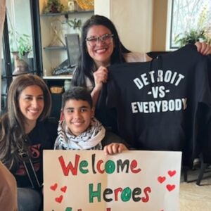 Rashida Tlaib Instagram - We all have been watching Palestinian babies and children being killed in masses. It has forever changed my view of the world and elected officials who say and do nothing to stop it. 

Today, our beautiful loving community had a chance to welcome four children from Gaza who are here to get the care they deserve. To be able to apologize to them for our country’s role and to hug their bodies. Even without legs and arms, their hugs were full of hope and strength. 

Please support @heal.palestine work. 

Thank you to all who showed up at the airport to welcome them. 

I made sure each of them got Detroit VS Everybody gear as they enter this journey of healing.