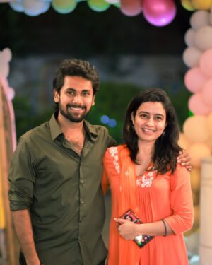 Sangeetha sai Instagram - Together is a beautiful place to be😍. Just liting up the night with our love and laughter🥰. Happy for serving looks and smiles❤️.

#dressedup #happysouls #picoftheday #eventtime
#instapost #aravinthsangeetha #happyus #positivevibesonly