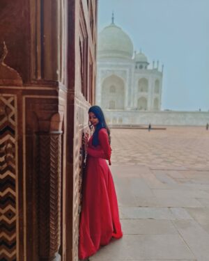 Sanjana Instagram - I just want to create pretty things And Ignore all my adult problems. ❤️🫠

#ownstiching #outfitoftheday #outfitfromscratch #tajmahal #red #instapost