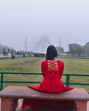 Sanjana Instagram - I just want to create pretty things And Ignore all my adult problems. ❤️🫠

#ownstiching #outfitoftheday #outfitfromscratch #tajmahal #red #instapost
