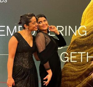 Santhy Balachandran Instagram - When @santhybee and I cheered like it’s our own victory when @shahanagoswami won best actress award at the @asianfilmawardsacademy 🤩 

Second pic clicked by fav @kyoko_dan_ 😘