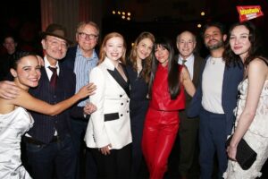 Sarah Snook Instagram - The cast of @succession reunited at the opening night party for @sarah_snook’s Broadway debut in @doriangrayplay! Check out photos of Snook posing with Kieran Culkin, @iamzoewinters, @nataliegold_48, @arianmoayed, and more. See the rest of the photos at the link in our bio!
📸: Bruce Glikas @bruglikas @broadwaybruce_