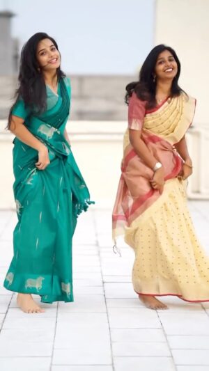 Sharmika Instagram - To more such cute dance reels @lavanyaa_official 🧿
Our sarees from @athma_bydn 🧿❤️