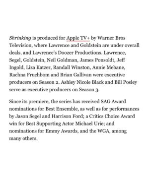 Sherry Cola Instagram - i dedicate this one to my therapist 🫡

so much gratitude for the entire @appletv #Shrinking team!