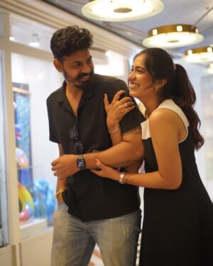 Shrinidhi Padmanaban Instagram - Through thick and thin, all the fights and smiles in between. 4 years of marriage and still can’t imagine life without you. To my favourite person to argue with 🥂🫂 🧿

•Let’s promise to drive each other crazy
•Let’s achieve one goal after the other 
•Let’s stay fit and cute 

Ps. I love you 🫂🩷🧿