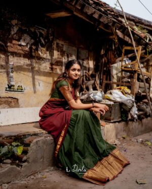 Smeha Manimegalai Instagram - ❤️

Half saree @ledarla_design_studio 
Jewel @jewellery_bypearl 
Pg @daviddanield11 

#smeha